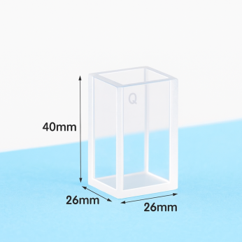 (VFOF40) 14mL Custom Cuvette, 40x26x26 mm, 4 Windows, Fused, Lightpath 20mm
