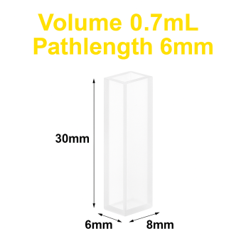 Cuvettes and Cells Custom Fabrication 77 (VAOB07) 0.7ml Absorption Cuvette, Bonded, Lightpath 6mm, 30x6x8 mm, 2 Clear Windows