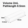 (VAOB20) 2ml Cuvette, Bonded, Lightpath 8.5mm, Large Opening, 8x45x12.5 mm, 2 Windows