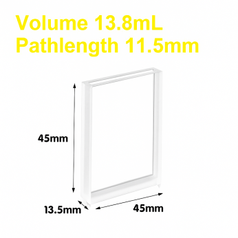 Cuvettes and Cells Custom Fabrication 101 (VAOF138) 13.8ml Absorption Cuvette, Fused, Lightpath 11.5mm, 45x30x13.5 mm, 2 Clear Windows