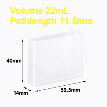 (VAOF22) 22ml Absorption Cuvette, Fused, Lightpath 50mm, 40x14x52.5 mm, 2 Clear Windows
