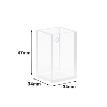 (VFOF47) 40mL Custom Cuvette, 47x34x34 mm, 4 Windows, Fused, Lightpath 30mm