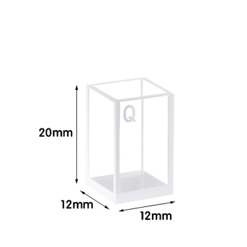 (VFOB20) 1.9mL Custom Cuvette, 20x12x12 mm, 4 Windows, Bonded, Lightpath 10 mm