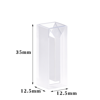 (VAOFC35) 0,8 ml halve cuvette, aangepast, open bovenkant, gegoten, breedte 3 mm, 2 vensters