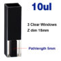 (VFOB10) 10uL Ultra Micro Fluorescence Cuvette, Black Walls, Bonded, 3 Windows, Lightpath 5mm