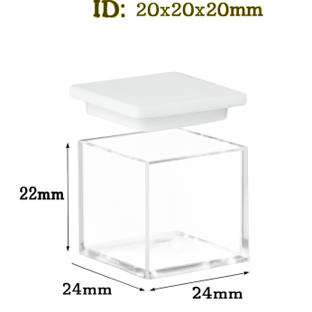 (V5ML20P) 8 mL Large Cuvette, 5 Windows, PTFE Cover, Molded, Lightpath 20mm, 22x24x24 mm