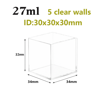 (V5ML30P) 27 mL Large Cuvette, 5 Windows, PTFE Cover, Molded, Lightpath 30mm, 32x34x34 mm