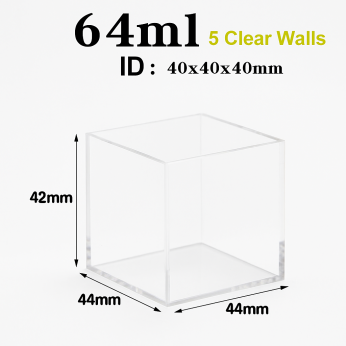 (V5ML40N) 64 mL Large Cuvette, 5 Windows, No Cover, Molded, Lightpath 40mm, 42x44x44 mm