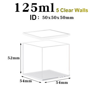 (V5ML50Q) 125 mL Large Cuvette, 5 Windows, Quartz Cover, Molded, Lightpath 50mm, 52x54x54 mm