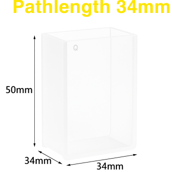 (VAFL30N) 43 mL Large Cuvette, 2 Windows, No Cover, Fused, Lightpath 30mm, 50x34x34 mm