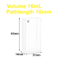 (VAOB16) 16ml Absorption Cuvette, Bonded, Lightpath 10mm, 63x31x14 mm, 2 Clear Windows