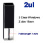 (VFOB02) 2uL Ultra Micro Fluorescence Cuvette, Black Walls, Bonded, 3 Windows, Lightpath 1mm