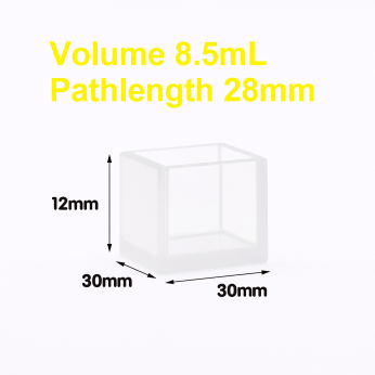 (VAOB85) 8.5ml Fluorescence Cuvette, Bonded, Lightpath 28mm, 12x30x30 mm, 4 Clear Windows