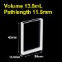 (VAOF138) Κουβέτα απορρόφησης 13,8 ml, Fused, Lightpath 11,5 mm, 45x30x13,5 mm, 2 Clear Windows