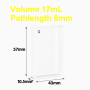 (VAOF178) 17ml Absorption Cuvette, Fused, Lightpath 8mm, 57x43x10.5 mm, 2 Clear Windows