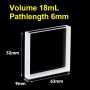 (VAOF180) 18 ml absorptiecuvette, gefuseerd, lichtpad 6 mm, 52x63x9 mm, 2 heldere vensters