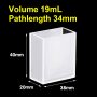 (VAOF190) 19 ml absorptiecuvette, gefuseerd, lichtpad 34 mm, 40x38x20 mm, 2 heldere vensters
