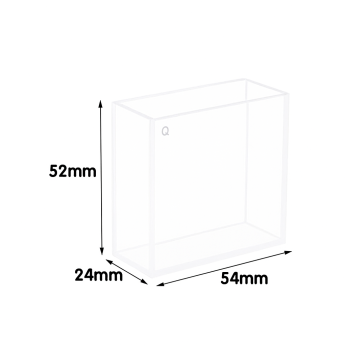 (VFOF25) 50mL Large Cuvette, Fused, Lightpath 20mm or 50mm, 4 Windows, 52x54x24 mm