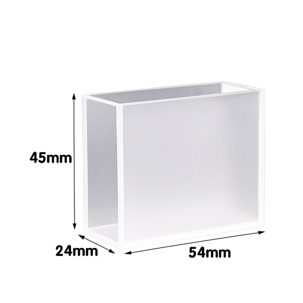 (VAOF19) 43mL Cuvette Mór, Comhleáite, Lightpath 50mm, 2 Windows, 45x24x54 mm