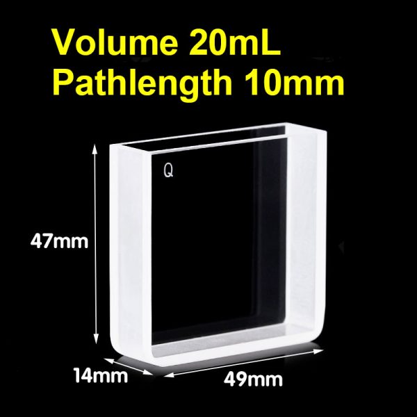 (VAOFB20) 20ml Absorption Cuvette, Fused, Lightpath 10mm, 47x49x14 mm, 2 Clear Windows - Image 2