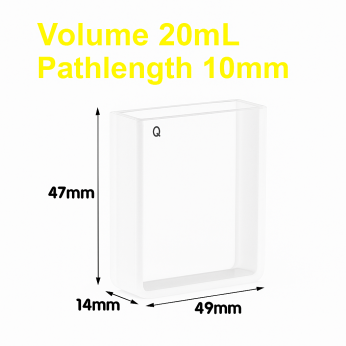 Cuvettes and Cells Custom Fabrication 115 (VAOFB20) 20ml Absorption Cuvette, Fused, Lightpath 10mm, 47x49x14 mm, 2 Clear Windows