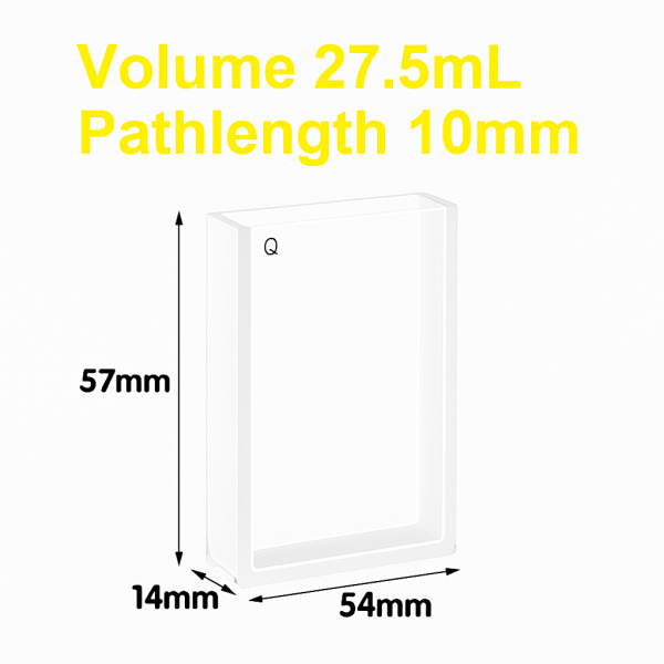 (VAOF275) 27.5ml Absorption Cuvette, Fused, Lightpath 10mm, 57x54x14 mm, 2 Clear Windows