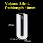 (VAOF35) Cuvette Ionsúite 3.5ml, Comhleáite, Lightpath 10mm, 37x12.5x12.5 mm, 2 Fuinneoga Glan