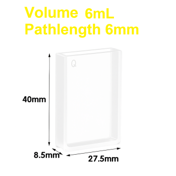 Cuvettes and Cells Custom Fabrication 109 (VAOF606) 6ml Absorption Cuvette, Fused, Lightpath 6mm, 40×27.5×8.5 mm, 2 Clear Windows