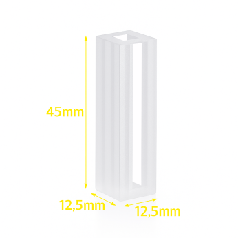 (VAOFC44) 0,56 ml halve cuvette, aangepast, open bovenkant, gegoten, breedte 4×4 mm, 2 vensters