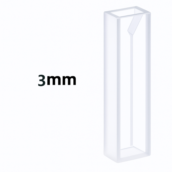 (VAOM53) 0.52mL Semi-Micro Cuvette, Open Top, Moldado, Largura 3mm, 2 Janelas, Lightpath 5mm