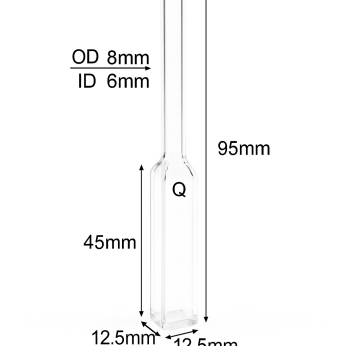 (VAOMT02) 3.5mL Cell w/ Quartz Tube, Tube OD 8mm, Height 95mm, 4 Windows, Lightpath 10mm, Molded