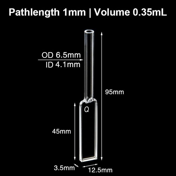 (VAOMT06) Cellule de 0,35 ml avec tube de quartz, diamètre extérieur du tube 6,5 mm, hauteur 95 mm, 2 fenêtres, trajet optique 1 mm - Image 2