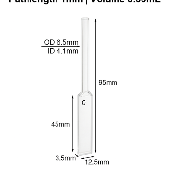 Cuvettes and Cells Custom Fabrication 68 (VAOMT06) 0.35mL Cell w/ Quartz Tube, Tube OD 6.5mm, Height 95mm, 2 Windows, Lightpath 1mm