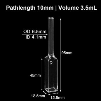 (VAOMT04) 3.5mL Cell w/ Quartz Tube, Tube OD 6.5mm, Height 95mm, 4 Windows, Lightpath 10mm