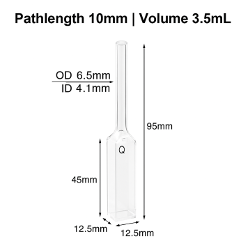 (VAOMT04) 3.5mL Cell w/ Quartz Tube, Tube OD 6.5mm, Height 95mm, 4 Windows, Lightpath 10mm
