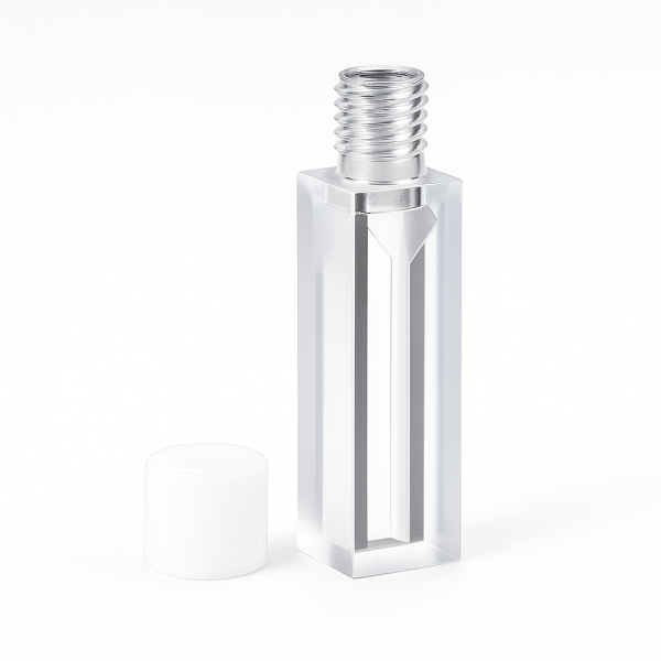 (VASMS2) Cuvetta semi-micro da 0,7 ml, tappo a vite, sagomata, larghezza 2 mm, 2 finestre