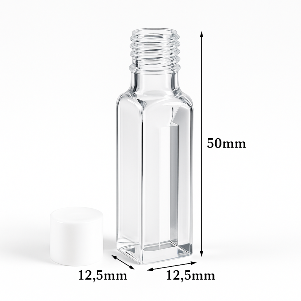 (VASMS3) 1.05mL Semi-Micro Cuvette, Screw Cap, Molded, Width 3mm, 2 Windows - Image 3