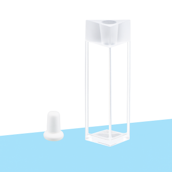 (VCPFTR) 1.75 mL Triangular Cuvette, Stopper, 3 Windows, Fused, Lightpath 10mm, 45x18x13 mm