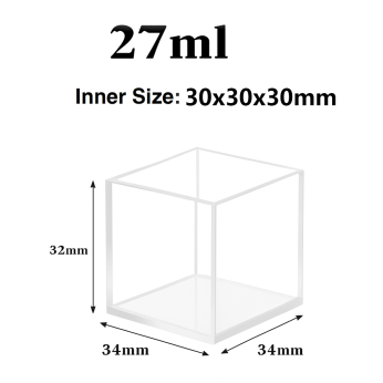 (VFFL30N) 27 mL Large Cuvette, 4 Windows, No Cover, Fused, Lightpath 30mm, 32x34x34 mm