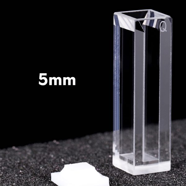 (VFOBS5) 1,75 mL semi-mikrokuvette, PTFE-låg, bundet, bredde 5 mm, 4 vinduer