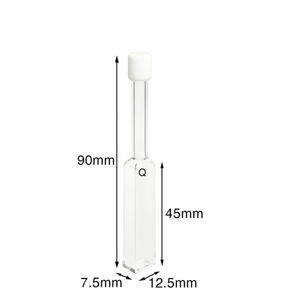 (VFSM05) 1,75 mL Κυψέλη με σωλήνα χαλαζία και βιδωτό καπάκι, σωλήνας 7 mm, Ύψος 90 mm, 4 παράθυρα, διαδρομή φωτός 5 mm