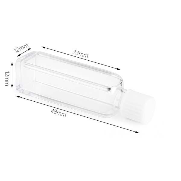 (VFSM1) 3mL Fluorescence Cuvette with Screw Cap, Short Height 48x10x10 mm - Image 3
