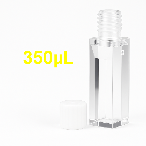 (VFSMS1) Cuvette semi-micro de 0,35 ml, bouchon à vis, moulée, largeur 1 mm, 4 fenêtres