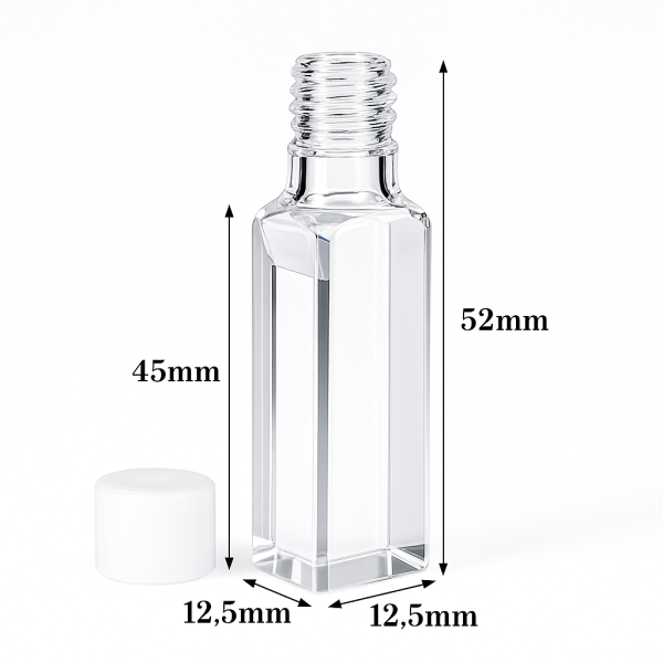 (VFSMS1) 0.35mL Semi-Micro Cuvette, Screw Cap, Molded, Width 1mm, 4 Windows - Image 3