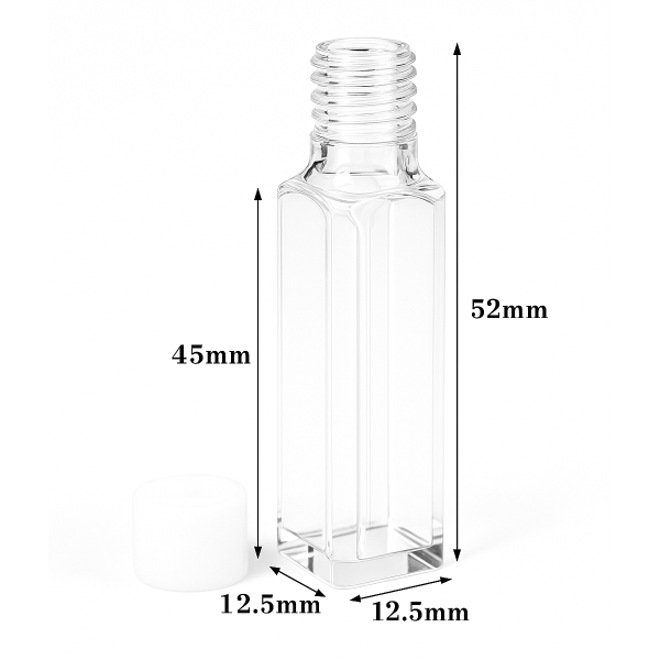 (VFSMS4) 1.4mL Semi-Micro Cuvette, Screw Cap, Molded, Width 4mm, 4 Windows - Image 2