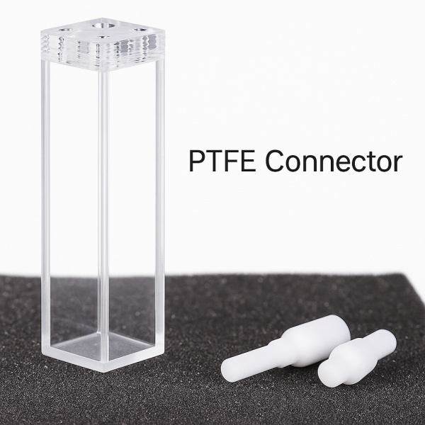 (VLFPT) Cella a flusso da 3,5 ml, connettori a vite in PTFE, 4 finestre, percorso ottico 10 mm, con fusibile