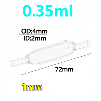(VLM01) 0.35mL Flow Cell, Tube OD 4mm, Height 72mm, 2 Windows, Lightpath 1mm, Molded