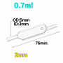 (VLM02) 0.7mL Flow Cell, Tube OD 5mm, Height 76mm, 2 Windows, Lightpath 2mm, Molded