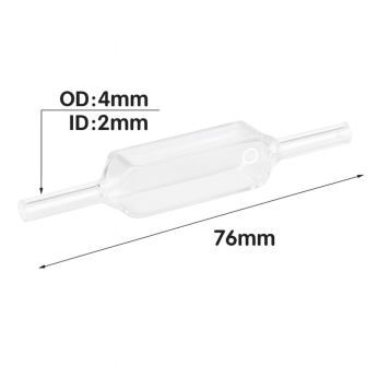 (VLM04) Celda de flujo de 3,5 ml, tubo de 4 mm de diámetro exterior, altura de 76 mm, 2 ventanas, paso de luz de 10 mm, moldeado
