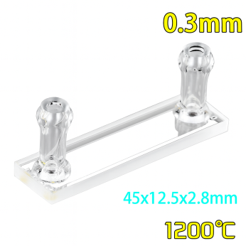 Cuvettes and Cells Custom Fabrication 203 (VLM090) 90μL Flow Through Cell with Side Tubes, 2 Windows, Lightpath 0.3mm, Molded